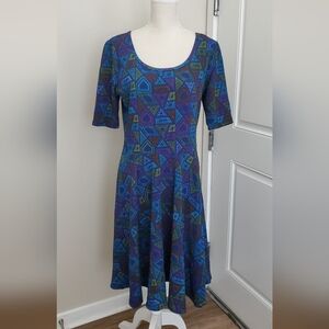 LuLaRoe Multicolor Geometric Midi Dress